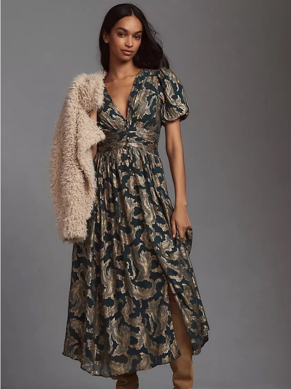 ANTHROPOLOGIE Katerina Metallic Dress